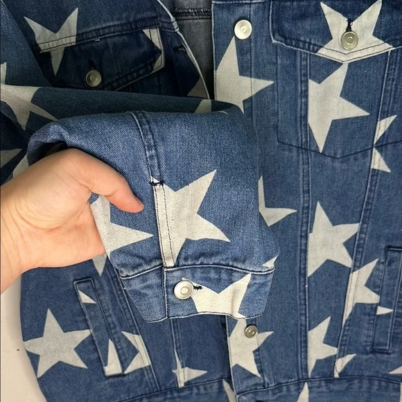 Altar'd State Denim Jean Jacket With Stars - Picture 5 of 11